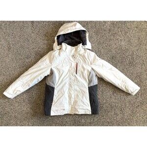 Free Country Radiance 3-in-1 Winter Coat Size Large Parka Jacket White Gray Pink